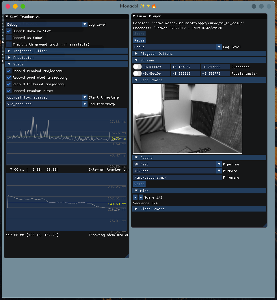 Realtime tracking error and timing data in Monado's UI