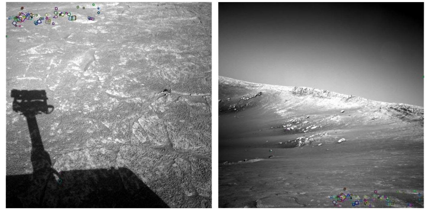 NASA Mars Rover images with SIFT feature matches